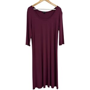 Eileen Fisher Long Sleeve Scoop Neck Jersey Swing Dress Size M